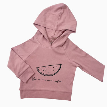 Pull rose à capuchon 'melon' en coton bio 2Y