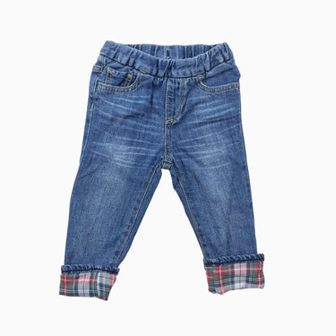 Jeans doublé avec revert tartan 18-24M