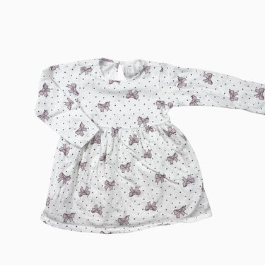 Robe blanche noeuds roses en coton 1.5-2Y