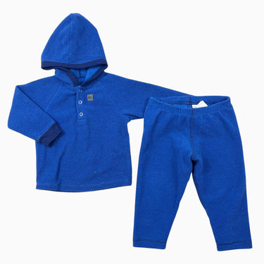 Pull à capuchon et legging en polar bleu royal 12M