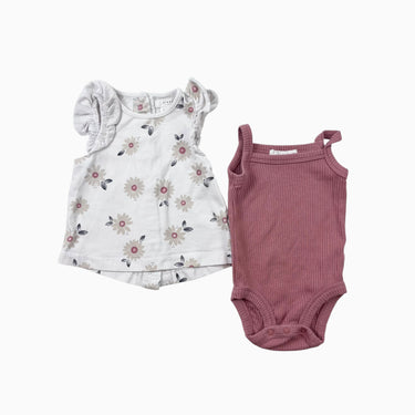 Ensemble cami blanche à fleurs et cache-couche cami 3M