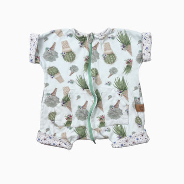 Combi short menthe en coton bio cactus 6-12M