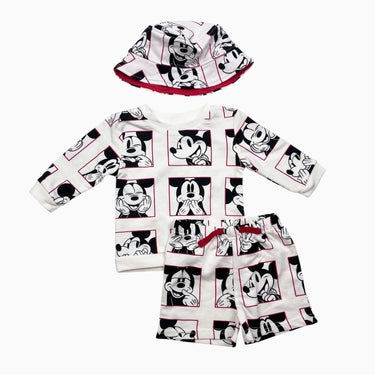 Ensemble chandail, short et chapeau soleil 'Mickey Mouse' 6-9M