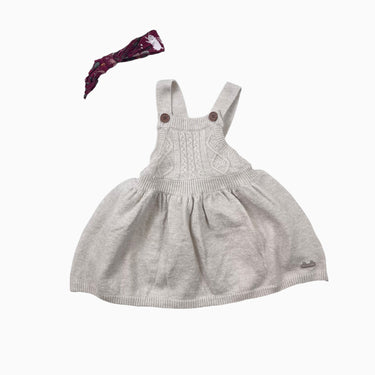Robe tablier avoine en tricot avec bandeau 9-12M