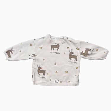 Pull crème 'renne au nez rouge' 6-9M