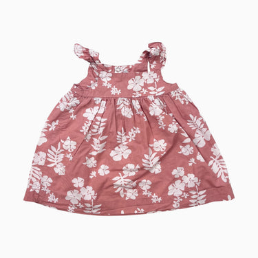 Robe rose corail en coton à fleurs 6M