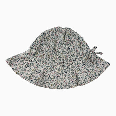Chapeau soleil taupe floral en mousseline de coton 1.5-2Y