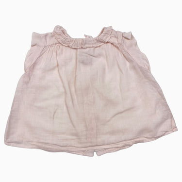 Blouse rose-pêche en coton léger à col frisé 2Y
