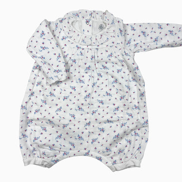 Combi blanche en mousseline de coton bio doublée floral 12M