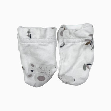 Mitaines de naissance blanches en viscose de bambou 'koala' NB-3M