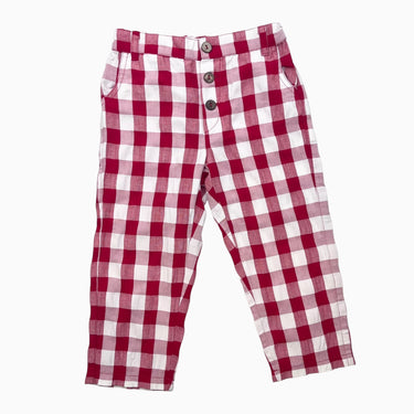 Pantalon vichy rouge en coton 36M