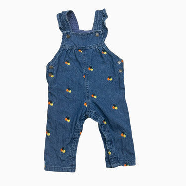 Salopette en jeans avec fruits brodés 12M