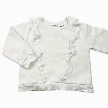 Pull blanc avec volants 2-3Y