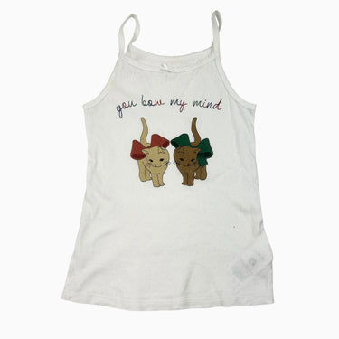 Camisole blanche chats à pointelle 6Y