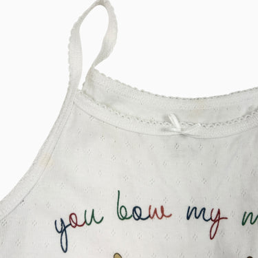 Camisole blanche chats à pointelle 6Y
