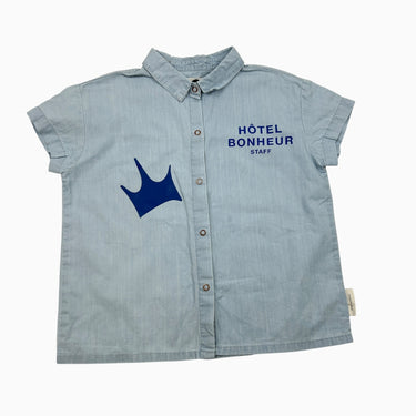 Chemise bleu clair 'Hôtel Bonheur' en coton revalorisé  6Y