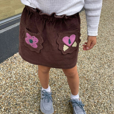 Jupe chocolat en corduroy 7-8Y