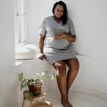 Robe d'allaitement grise 'Love at first sight' en coton pour femmes XL