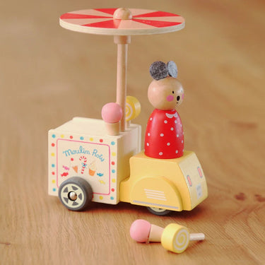 Jouet camion de crèmes glacées en bois 11x6.5x13.5cm