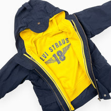 Charger l&#39;image dans la galerie, Manteau marine 3 en 1 avec hoodie jaune 5Y
