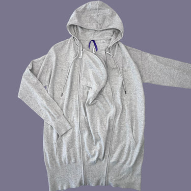Veste à capuchon de portage avec rallonge en tricot de coton, nylon et laine pour femmes XS