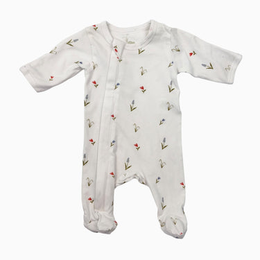 Pyjama blanc en coton à imprimé floral PM