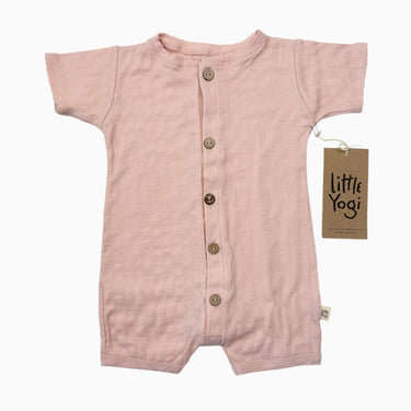 Combi short rose pâle en coton cotelé bio 6-12M