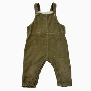 Salopette olive en corduroy avec boutons pressions à la fourche 24M
