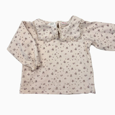 Chandail crème en coton à imprimé floral et à larges col 9-12M