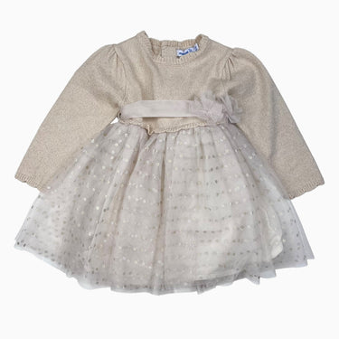 Robe en tulle et tricot de viscose et polyamide scintillant 12M