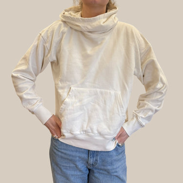Pull blanc cassé à capuchon en coton french terry pour femmes XS