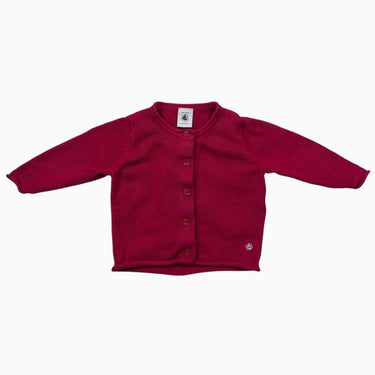 Cardigan en tricot de laine et coton rouge cerise 6M
