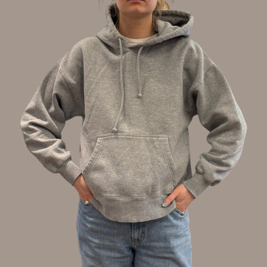 Pull gris chiné à capuchon en coton et poly pour femmes 1 (fit S)