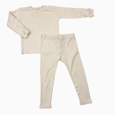 Ensemble crème en rayonne de bambou et coton cotelé extensible 4-5Y