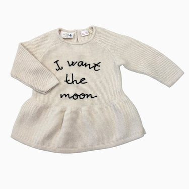 Robe crème en tricot de coton 'I want the moon' 6-9M