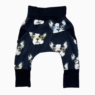 Pantalon noir en rayonne de bambou et coton extensible èa imprimé chiens 6-12M