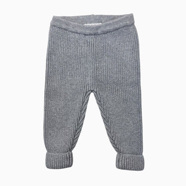 Pantalon gris en tricot de coton épais 9-12M