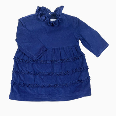 Robe marine en corduroy brossé et col frisé 12M