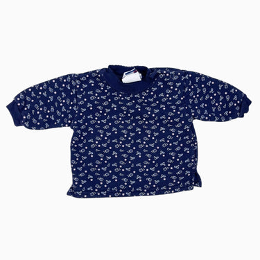 Pull marine vintage en coton et poly à fleurs 3-6M