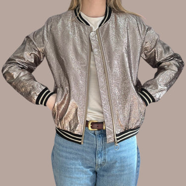 Veste style bomber jacket 'Dean' champagne métallique pour femmes T2 (S-M)