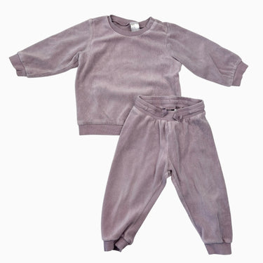 Ensemble pull et jogger en velours lilas 9-12M