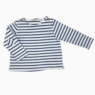 Chandail 'marinière' en coton à rayures bleues 3-6M