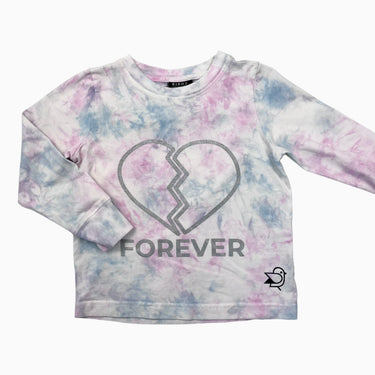 Chandail blanc en coton tie-dye rose et aqua 'Forever' 6Y