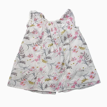 Robe crème en coton avec dentelle et imprimé floral 12M