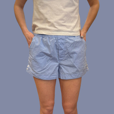 Short bleu rayé en coton pour femmes M