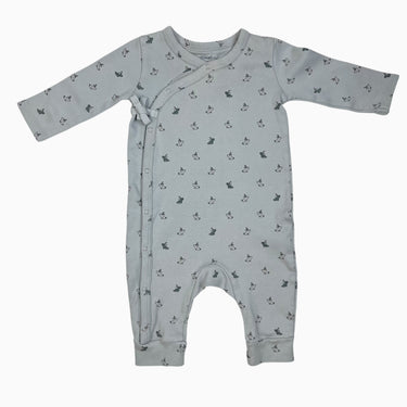 Pyjama menthe-gris en coton bio à imprimé lapins 3-6M