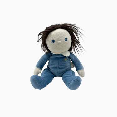 Poupée Fruity Cutie 'Dozy Dinkums' brune avec pyjama en velours bleu