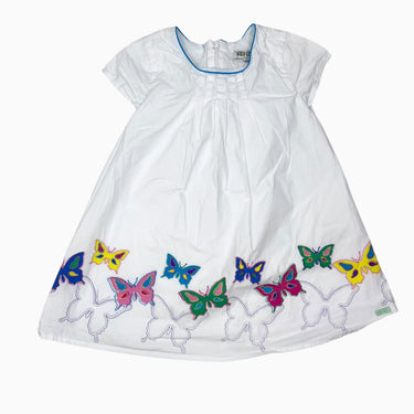 Robe blanche en coton avec papillons brodés 2Y
