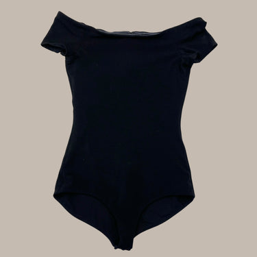 Bodysuit noir 'AIR' à encolure dégagé en poly et élastane doublé en nylon pour femmes XS