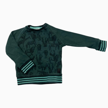 Pull vert en coton imprimé animaux 80cm 12-18M